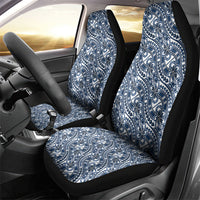 Hibiscus Bloom Island Tribal Waves Car Seat Cover Blue Polynesian Pattern