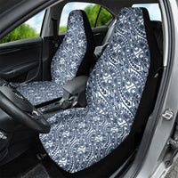 Hibiscus Bloom Island Tribal Waves Car Seat Cover Blue Polynesian Pattern