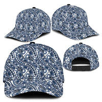 Hibiscus Bloom Island Tribal Waves Classic Cap Blue Polynesian Pattern