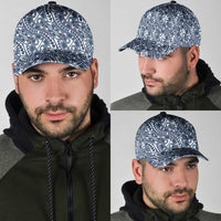 Hibiscus Bloom Island Tribal Waves Classic Cap Blue Polynesian Pattern