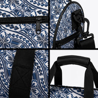 Hibiscus Bloom Island Tribal Waves Duffle Bag Blue Polynesian Pattern