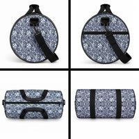 Hibiscus Bloom Island Tribal Waves Duffle Bag Blue Polynesian Pattern