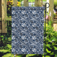 Hibiscus Bloom Island Tribal Waves Garden Flag Blue Polynesian Pattern