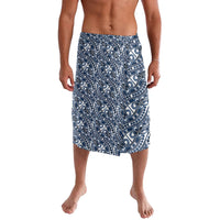 Hibiscus Bloom Island Tribal Waves Lavalava Blue Polynesian Pattern
