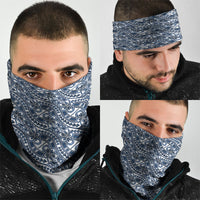 Hibiscus Bloom Island Tribal Waves Neck Gaiter Blue Polynesian Pattern
