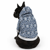 Hibiscus Bloom Island Tribal Waves Pet Hoodie Blue Polynesian Pattern