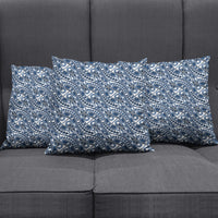 Hibiscus Bloom Island Tribal Waves Pillow Cover Blue Polynesian Pattern