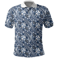 Hibiscus Bloom Island Tribal Waves Polo Shirt Blue Polynesian Pattern LT01 Blue - Polynesian Pride