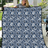 Hibiscus Bloom Island Tribal Waves Quilt Blue Polynesian Pattern