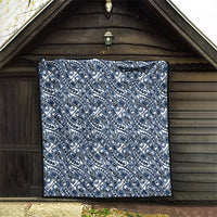 Hibiscus Bloom Island Tribal Waves Quilt Blue Polynesian Pattern