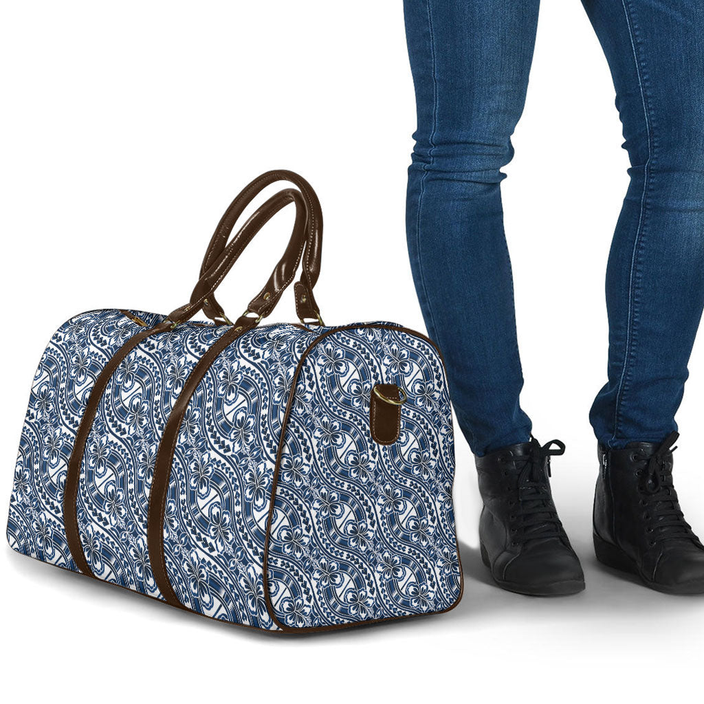 Hibiscus Bloom Island Tribal Waves Travel Bag Blue Polynesian Pattern LT01 - Polynesian Pride