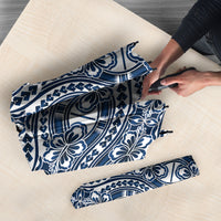 Hibiscus Bloom Island Tribal Waves Umbrella Blue Polynesian Pattern