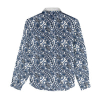 Hibiscus Bloom Island Tribal Waves Women Casual Shirt Blue Polynesian Pattern LT01 - Polynesian Pride