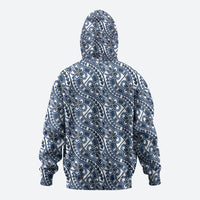Hibiscus Bloom Island Tribal Waves Zip Hoodie Blue Polynesian Pattern LT01 - Polynesian Pride