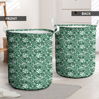Hibiscus Bloom Island Tribal Waves Laundry Basket Green Polynesian Pattern LT01 - Polynesian Pride