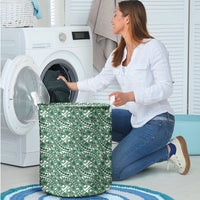 Hibiscus Bloom Island Tribal Waves Laundry Basket Green Polynesian Pattern LT01 - Polynesian Pride