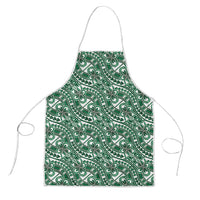 Hibiscus Bloom Island Tribal Waves Apron Green Polynesian Pattern