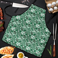 Hibiscus Bloom Island Tribal Waves Apron Green Polynesian Pattern