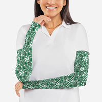 Hibiscus Bloom Island Tribal Waves Arm Sleeves Green Polynesian Pattern LT01 - Polynesian Pride