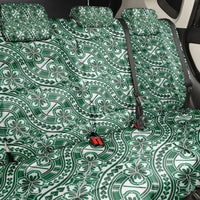 Hibiscus Bloom Island Tribal Waves Back Car Seat Cover Green Polynesian Pattern