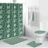 Hibiscus Bloom Island Tribal Waves Bathroom Set Green Polynesian Pattern
