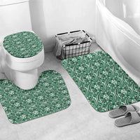 Hibiscus Bloom Island Tribal Waves Bathroom Set Green Polynesian Pattern