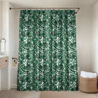Hibiscus Bloom Island Tribal Waves Bathroom Set Green Polynesian Pattern