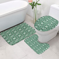 Hibiscus Bloom Island Tribal Waves Bathroom Set Green Polynesian Pattern