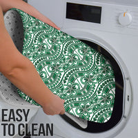 Hibiscus Bloom Island Tribal Waves Bathroom Set Green Polynesian Pattern