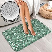Hibiscus Bloom Island Tribal Waves Bathroom Set Green Polynesian Pattern