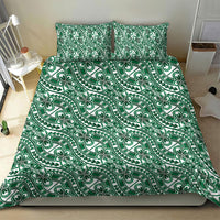 Hibiscus Bloom Island Tribal Waves Bedding Set Green Polynesian Pattern