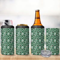 Hibiscus Bloom Island Tribal Waves 4 in 1 Can Cooler Tumbler Green Polynesian Pattern LT01 - Polynesian Pride