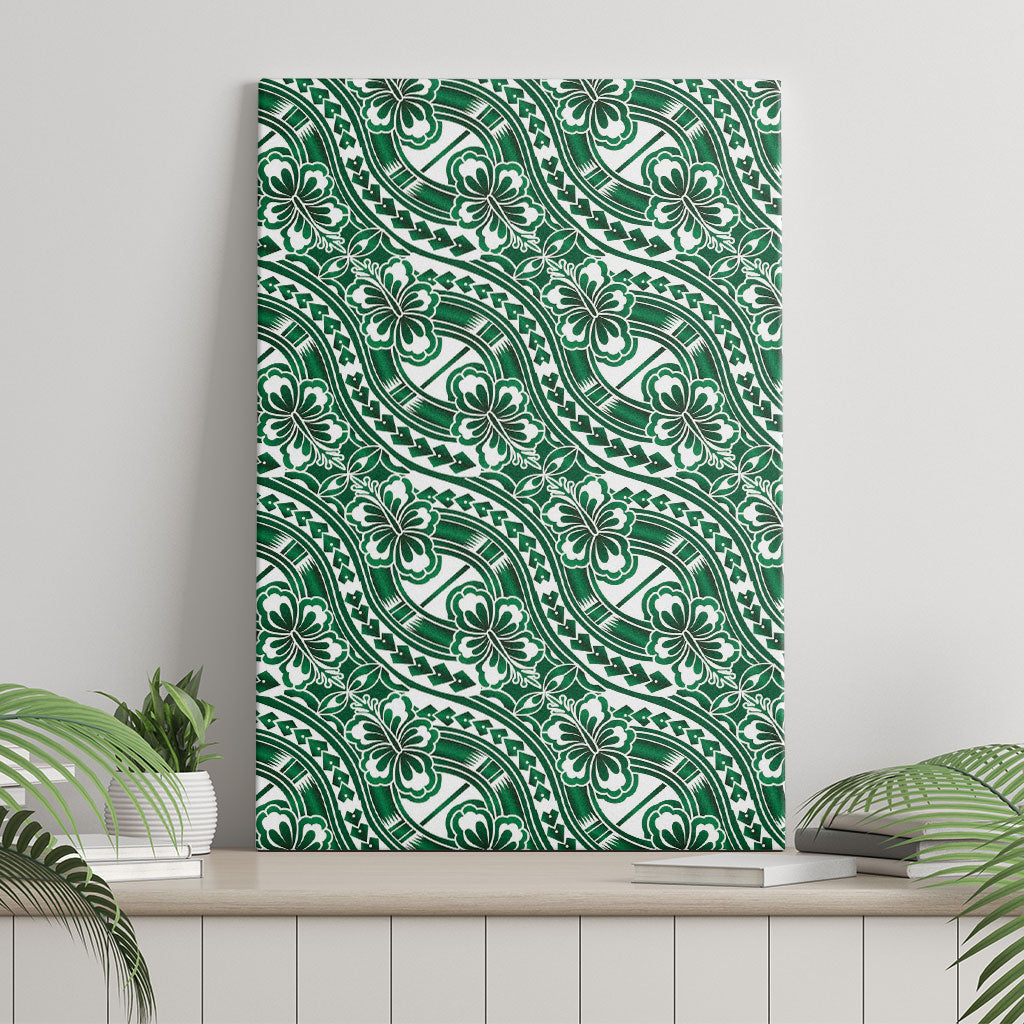 Hibiscus Bloom Island Tribal Waves Canvas Wall Art Green Polynesian Pattern LT01 - Polynesian Pride