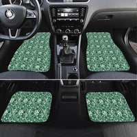 Hibiscus Bloom Island Tribal Waves Car Mats Green Polynesian Pattern