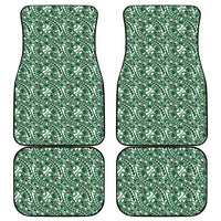Hibiscus Bloom Island Tribal Waves Car Mats Green Polynesian Pattern