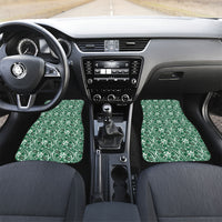 Hibiscus Bloom Island Tribal Waves Car Mats Green Polynesian Pattern
