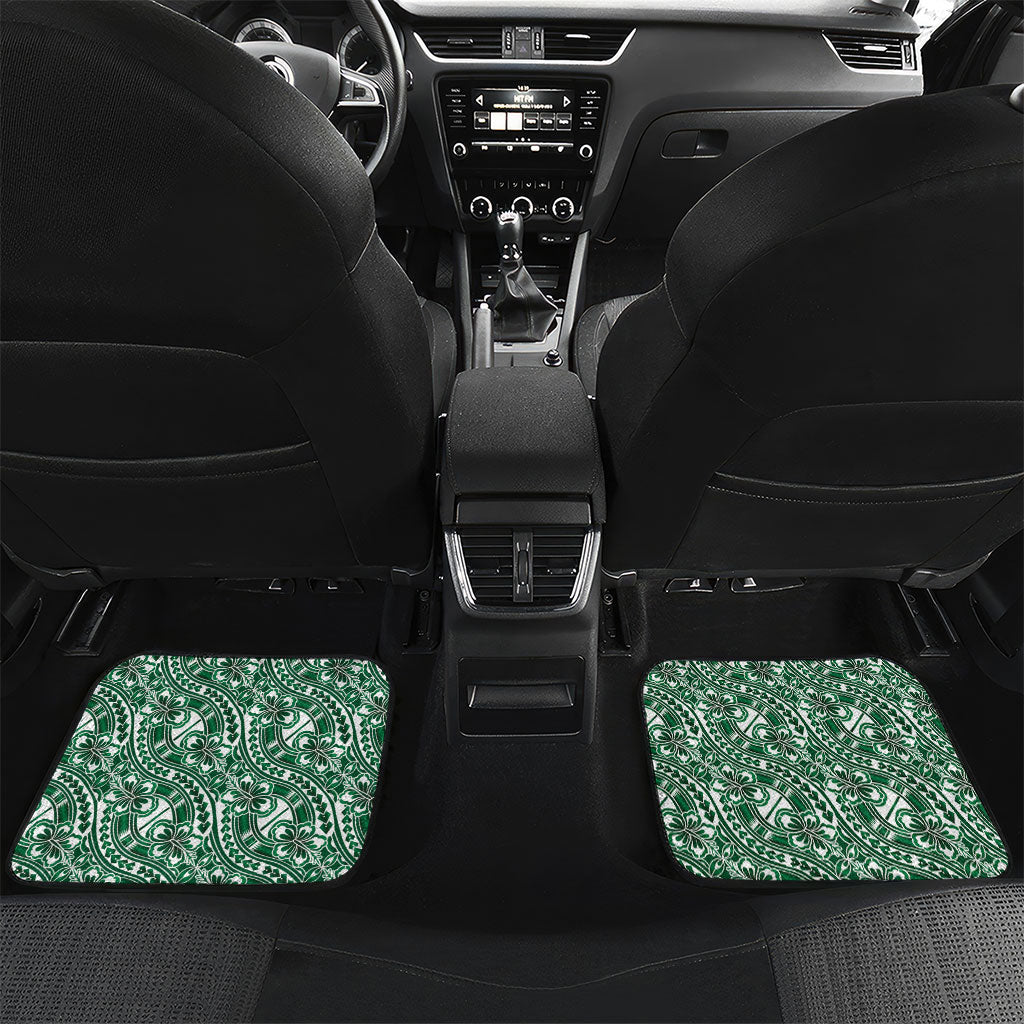Hibiscus Bloom Island Tribal Waves Car Mats Green Polynesian Pattern