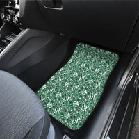 Hibiscus Bloom Island Tribal Waves Car Mats Green Polynesian Pattern