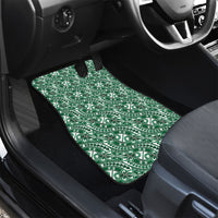 Hibiscus Bloom Island Tribal Waves Car Mats Green Polynesian Pattern