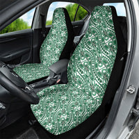 Hibiscus Bloom Island Tribal Waves Car Seat Cover Green Polynesian Pattern