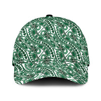 Hibiscus Bloom Island Tribal Waves Classic Cap Green Polynesian Pattern