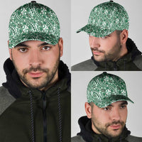 Hibiscus Bloom Island Tribal Waves Classic Cap Green Polynesian Pattern