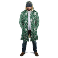 Hibiscus Bloom Island Tribal Waves Cloak Green Polynesian Pattern