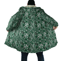 Hibiscus Bloom Island Tribal Waves Cloak Green Polynesian Pattern