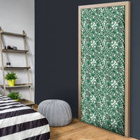 Hibiscus Bloom Island Tribal Waves Door Cover Green Polynesian Pattern