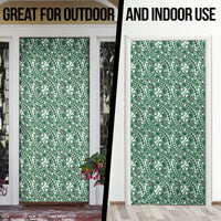 Hibiscus Bloom Island Tribal Waves Door Cover Green Polynesian Pattern