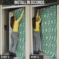 Hibiscus Bloom Island Tribal Waves Door Cover Green Polynesian Pattern