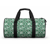Hibiscus Bloom Island Tribal Waves Duffle Bag Green Polynesian Pattern