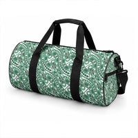 Hibiscus Bloom Island Tribal Waves Duffle Bag Green Polynesian Pattern