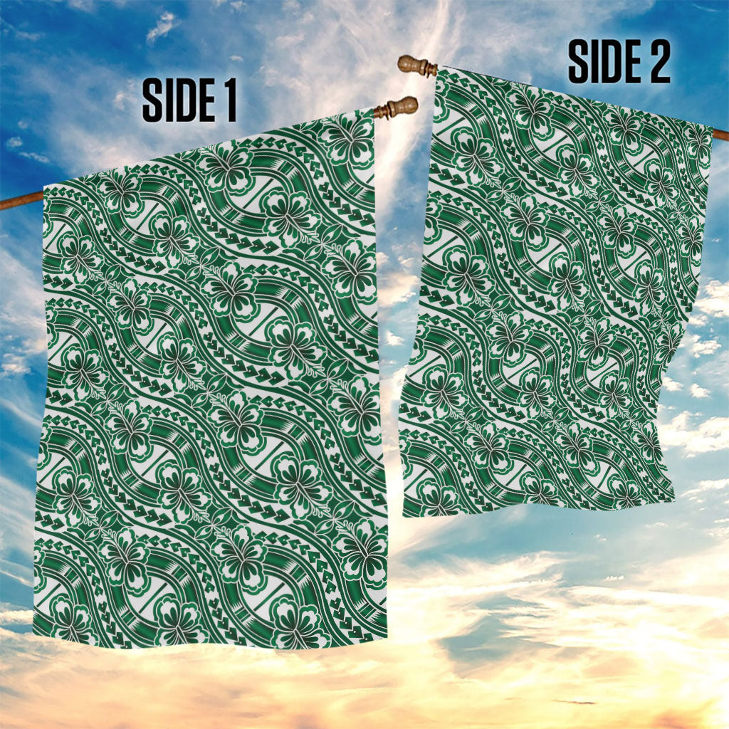 Hibiscus Bloom Island Tribal Waves Garden Flag Green Polynesian Pattern LT01 - Polynesian Pride